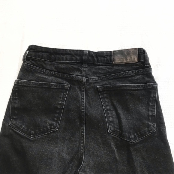FRANK & OAK HIGH WAISTED WASHED BLACK STEVIE TAPERED JEANS - 27 - Picture 8 of 10